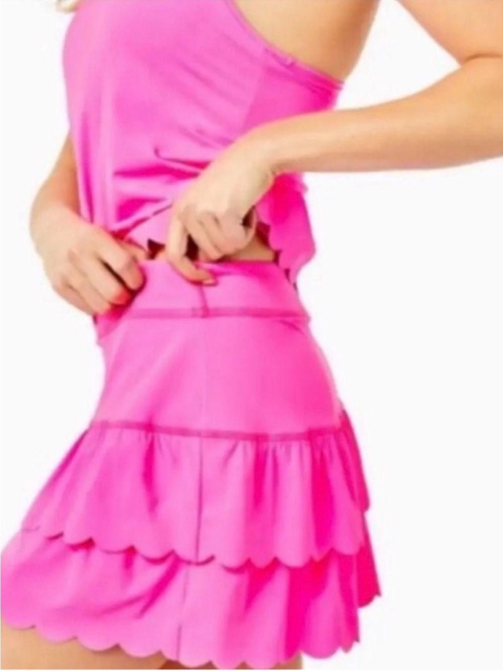 Lilly Pulitzer Bright Hot Pink Ruffled Mini Skirt - Picture 2 of 10